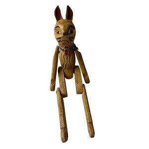 Primitive Wood Rabbit Figurine Toy Jointed Mechanical Folk‎ Art